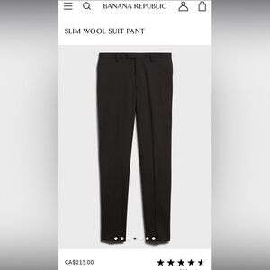 New Banana Republic Italian Wool Black Slim Fit Dress Pants 31 x 32 never worn